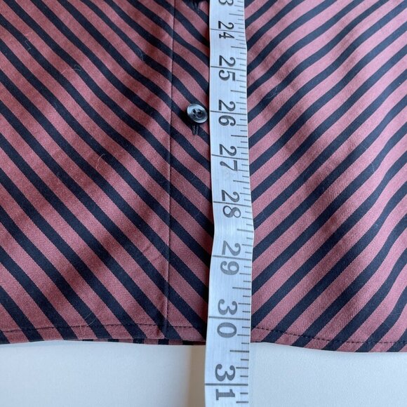 CHICO'S Imperial Stripe No Iron Tunic Blouse Women's 18 Sable Button Up Stretch - Picture 11 of 11